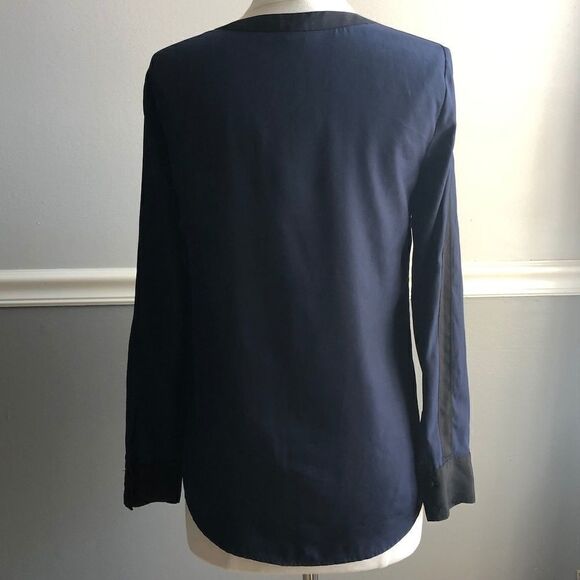 J. Crew Contrast Trim Navy and Black Blouse, 00 - Picture 6 of 8